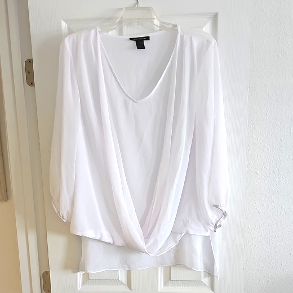 Ashley Stewart Tops - Ashley Stewart White Relaxed Wrap Blouse